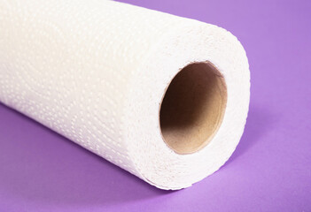 White kitchen paper isolated on purple background