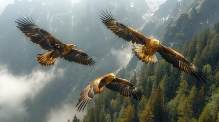Eagles in Mid-flight, Displaying their Magnificent Agility - obrazy, fototapety, plakaty