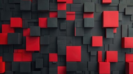 Abstract 3D checkered pattern with red and black squares.