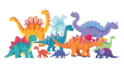 Obraz na płótnie Canvas Illustration of dinosaur cartoon flat vector isolated