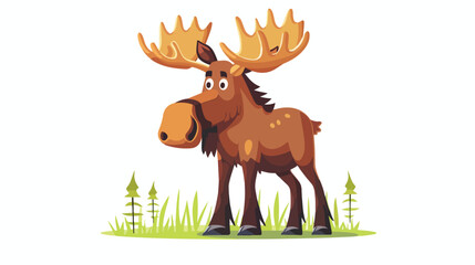 Illustration of moose cartoon flat vector isolated on