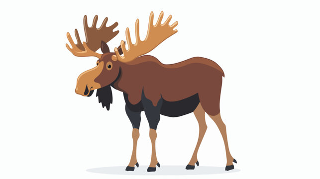 Illustration of moose cartoon flat vector isolated on