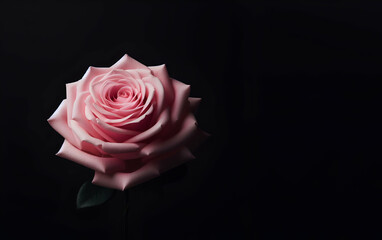 A bouquet of pink roses with a black background, generative ai