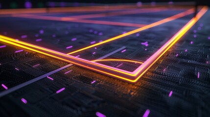 Fototapeta premium A 3D render of glowing neon tennis court