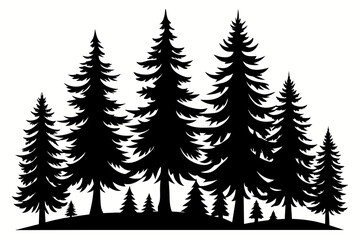 Obraz premium Isolated Spruce Tree Silhouettes white background 