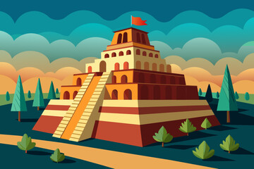 Babylonian ziggurat vector 