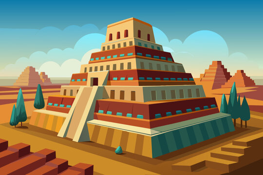Babylonian ziggurat vector 