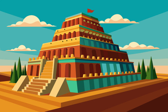 Babylonian ziggurat vector 