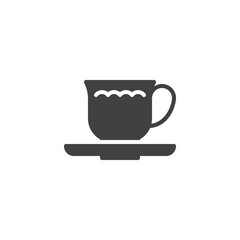 Coffee cup and saucer vector icon