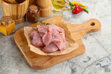 Raw turkey breat fillet cubes