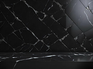 black marble with dark black limestone background for products Elegant background for blank copy space. - obrazy, fototapety, plakaty