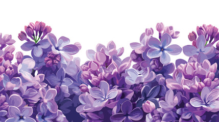 Lilac flowers background flat vector isolated on white