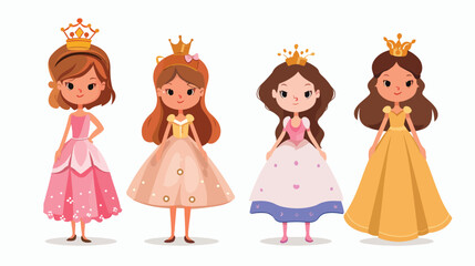 Little princess girl cartoon isolated 