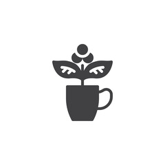 Coffee cup with plant vector icon