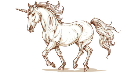 Magic unicorn sketch for your design flat vector isolated