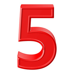 3d red number 5