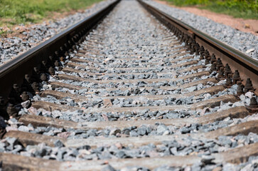 The length of the railway track, close up