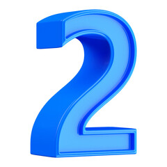 3d blue number 2