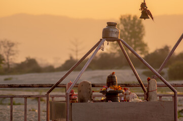 Beautiful Lord shiv Ling near Ganga ghats 