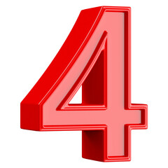 3d red number 4