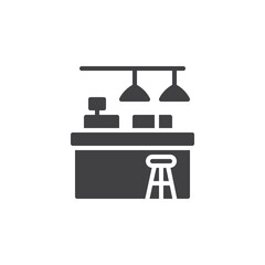 Coffee shop bar counter vector icon
