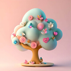 3D furry forest animal with beautiful colors and white background. with Generative AI technology	