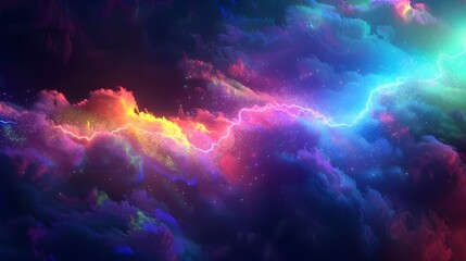 Mesmerizing Cosmic Dreamscape of Vibrant Interstellar Clouds and Ethereal Galactic Energy