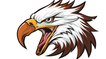 Mascot Head of angry Eagle flat vector isolated on white