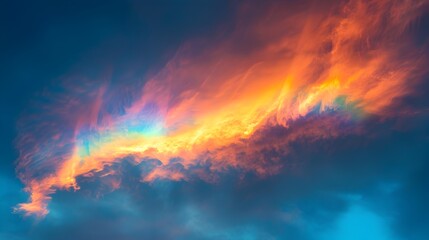 Fiery Celestial Spectacle:Dramatic Stormy Sky Ablaze with Vibrant,Majestic Sunset Hues - obrazy, fototapety, plakaty