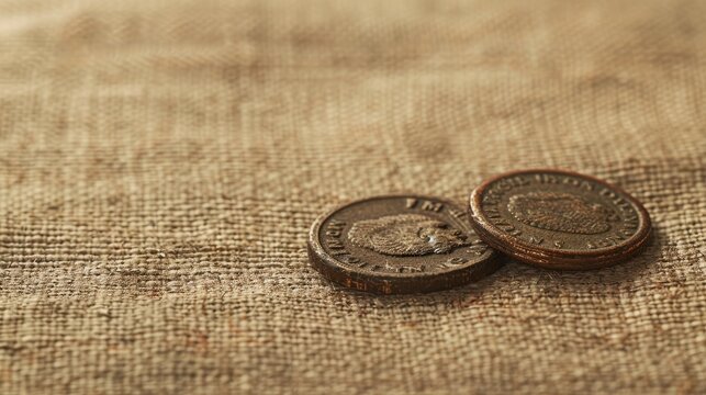 The widows mite portrayed with two small coins again  AI generated illustration