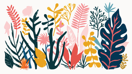 Fototapeta na wymiar Matisse inspired contemporary collage botanical minima
