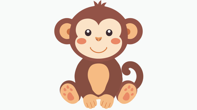 Monkey cute animal icon image flat vector isolated 