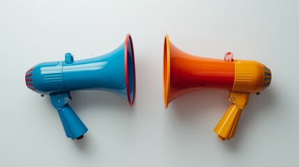 A Colorful Megaphones Isolated On White Background.