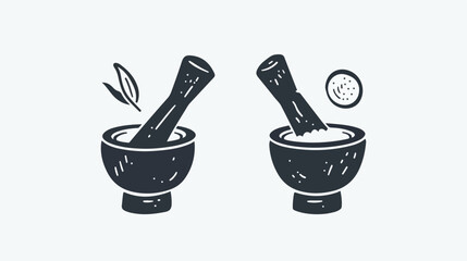 Mortar and pestle doodle icon for cooking concept. Sol - obrazy, fototapety, plakaty