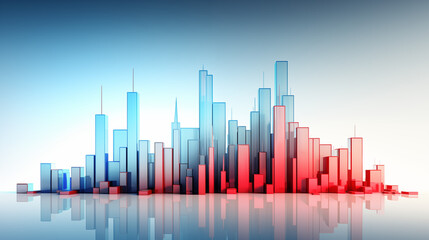 Fototapeta premium Red and gray modern vector infographic design template with city in background.