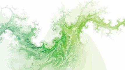 Rendering abstract green fractal light background flat