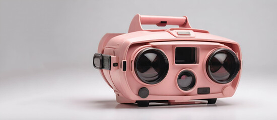 Pink clip lens for cell phone top view isolated on white background. Concept of camera  photography. generative by ai...