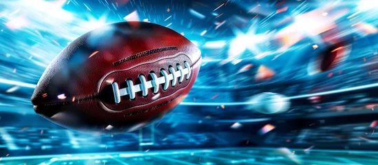 Foto op Plexiglas American football against the background of blue floodlights. Atletics concept. © bit24