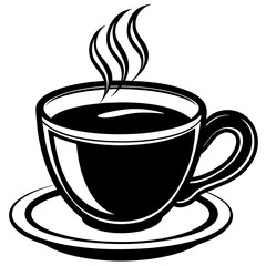 black cup of coffee, black hot cup of coffee silhouette vector illustration,icon,svg,cup characters,Holiday t shirt,Hand drawn trendy Vector illustration,tea on black background