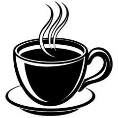 black cup of coffee, black hot cup of coffee silhouette vector illustration,icon,svg,cup characters,Holiday t shirt,Hand drawn trendy Vector illustration,tea on black background
