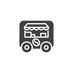 Mobile coffee cart vector icon