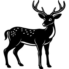 Naklejka na ściany i meble deer silhouette vector, black deer silhouette vector illustration,icon,svg,deer characters,Holiday t shirt,Hand drawn trendy Vector illustration,deer on black background
