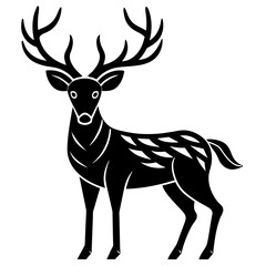 deer silhouette vector, black deer  silhouette vector illustration,icon,svg,deer  characters,Holiday t shirt,Hand drawn trendy Vector illustration,deer  on black background