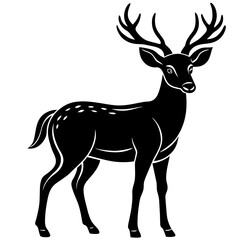 deer silhouette vector, black deer  silhouette vector illustration,icon,svg,deer  characters,Holiday t shirt,Hand drawn trendy Vector illustration,deer  on black background