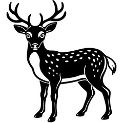 deer silhouette vector, black deer  silhouette vector illustration,icon,svg,deer  characters,Holiday t shirt,Hand drawn trendy Vector illustration,deer  on black background