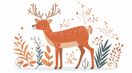 Standing Reindeer Vector Illustration Decorated with white