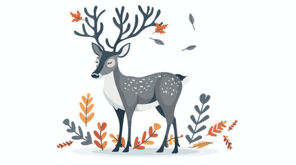 Standing Reindeer Vector Illustration Decorated with white