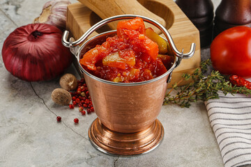 Homemade Lecho with tomato and paprika