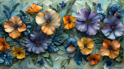 A close-up watercolor painting of wildflowers, focusing on the intricate details of petals and leaves. - obrazy, fototapety, plakaty