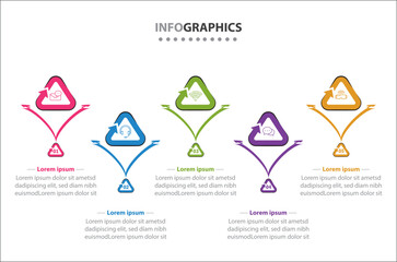 Vector Infographic design with icons. process diagram, flow chart, info graph, Infographics for business concept, presentations banner, workflow layout. 5 options or 5 steps. Vertical Steps